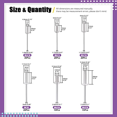 Swpeet 121Pcs 3/32" 1/8" 5/32" 3/16" - M2.4/3.2/4/4.8 Rivets with Aluminum Blind Rivet Gun Assortment Kit, Manual Rivet Gun Kit with 4 Manual Interchangeable Rivet Heads and 4 Twist Drills Attached