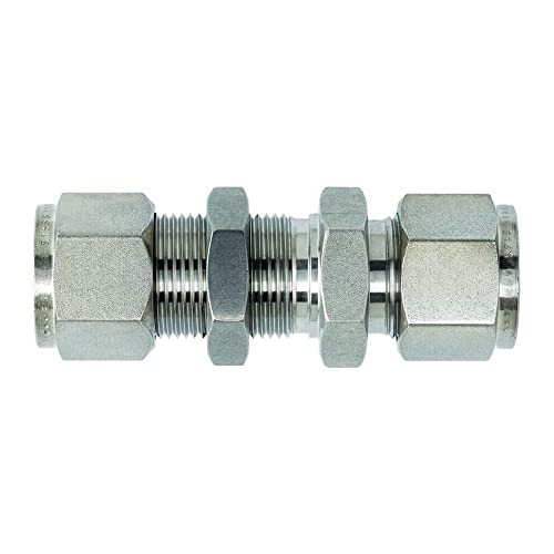 Brennan N2700-LN-08-08-SS Stainless Steel Compression Tube Fitting, Bulkhead Union, 1/2" Tube OD - size: 0.5 Inch