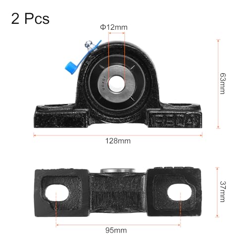 uxcell 2pcs UCP201 Pillow Block Bearings 12mm Bore Bearing Units Cast Steel Flange Mounted Bearing Housing - size: UCP201 ID 12mm