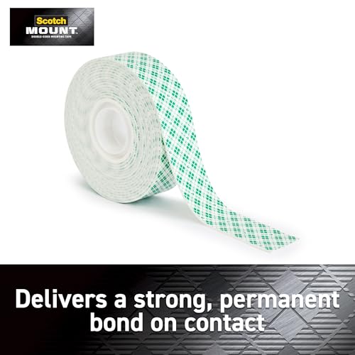 Scotch-Mount Indoor Double-Sided Mounting Tape, White, 1 Roll, 1 x 125 in