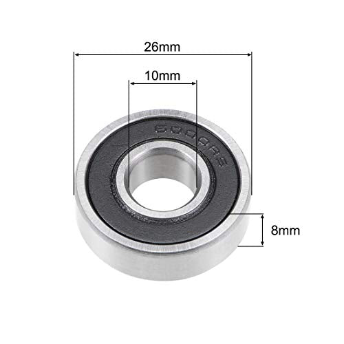 uxcell 6000-2RS Deep Groove Ball Bearing 10x26x8mm Double Sealed ABEC3 5pcs - size: 10mmx26mmx8mm