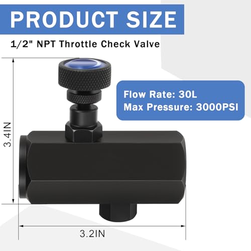 2 Pcs Hydraulic Flow Control Valve Kc-04 1/2" NPT Threaded Throttle Check Valve 3000PSI Carbon Steel Hydraulic - size: 1/2 Inch