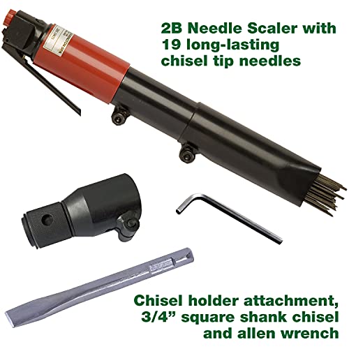 CS Unitec - Trelawny 19-Needle Scaler and Chisel Scaler Combination Kit - 3000 BPM, Inline-Grip, 5.5 Air Power, Made with All-Steel Construction, 199.3120 – Made in England - style: (B) 2B Needle/Chisel Scaler