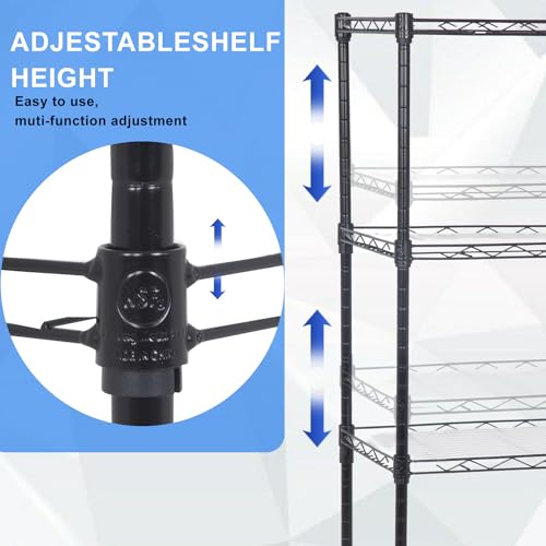 PayLessHere | 4-Tier Wire Shelf | 18"x12"x44" | Black - color: Black, size: 18"D x 12"W x 44"H