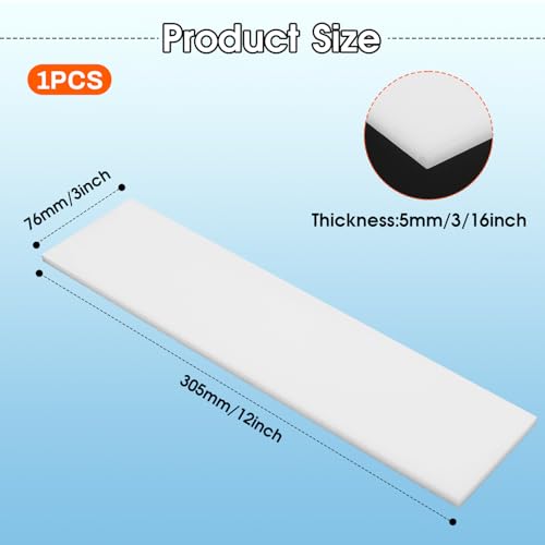 Hdpe Sheet 3/16 Inch Thick, 3" x 12" High Density Polyethylene Board, Thick Plastic Sheet for Craft, Plastic Cutting Board, Heavy Duty Industry - size: 3" X 12", style: 3/16" Thick