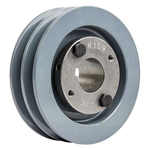 2 Piece Cast Iron 4.5" 2 Groove Dual Belt A Section 4L Pulley with 1-1/8" Sheave Bushing 2AK46H