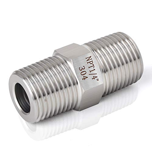 TAISHER 2PCS 304 Stainless Steel Hex Nipple, Pipe Fitting 1/4-Inch Male Pipe x 1/4-Inch Male Pipe - size: 1/4" NPT x 1/4" NPT