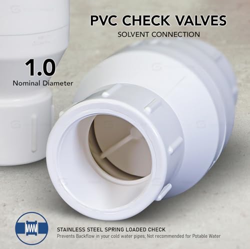 MIDLINE VALVE PVC Inline Check Valve for Backflow Prevention 1'' Solvent Connections White Plastic - size: 1 in.