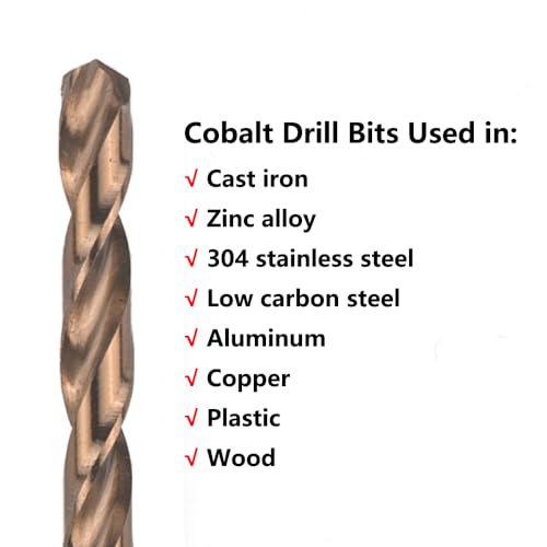 3/16 in. x 12 in. Cobalt Aircraft Extension Drill Bits Set(5PCS), M35 High Speed Steel Drill Bit Extra Long Deep Hole Drilling for Stainless Steel, Plastic and Wood - size: 3/16"x12"(5PCS)