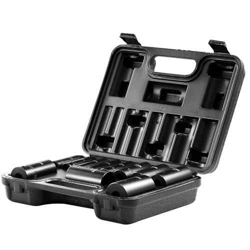 VEVOR 3/8" Drive Impact Socket Set, 11 Piece Deep Socket Set SAE 5/16"-1", 6 Point CR-V Alloy Steel for Auto Repair, Easy-to-Read Size Markings, Rugged Construction, Includes Storage Case - size: 3/8" 11PCS