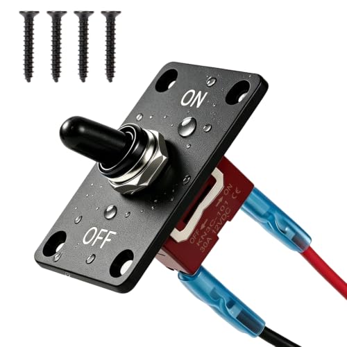 12V 30A Waterproof Toggle Switch, 2 Pin SPST ON/Off Toggle Switch