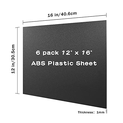 Zuvas Black ABS Plastic Sheet 12" x 16" x 1mm 6 Pack, DIY Materials - color: black, size: 12" * 16" * 1mm