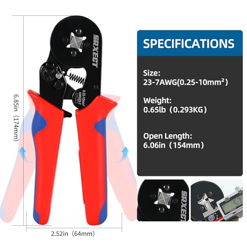 Ferrule Crimping Tool Kit,Ferrule Crimper AWG(22-8), 8 Sizes Wire Ferrule Kit AWG(22 20 18 16 14 12 10 8) Gauge Insulated Ferrule Connectors - style: 630P+Tool