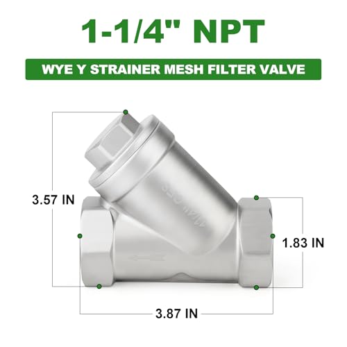 TAISHER 1PCS 304 Stainless Steel 1-1/4" NPT Female WYE Y Strainer Mesh Filter Valve CF8 WOG 800 - size: 1-1/4"NPT