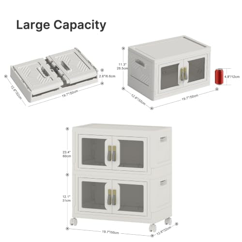 UAMFURI Stackable Storage Bins with Lids, 96QT Extra Large Storage Cabinets - color: White