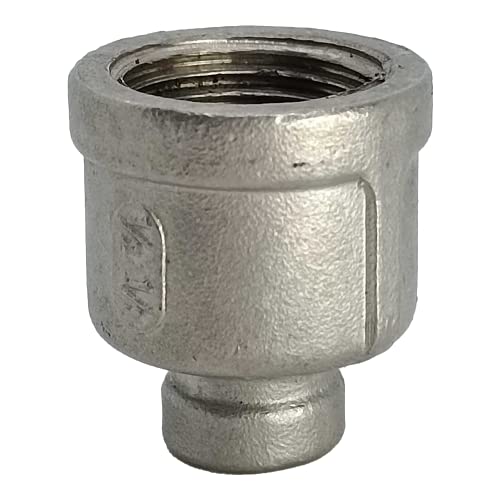 AF Hydro Stainless Steel SS316 Reducing Coupling Pipe Fitting, 3/4" NPT x 3/8” NPT Female Thread, Pressure Rating up to 150 PSI, Class 150 Reducer Connector Adapter, 2 pcs in a pack - size: 3/4" NPT x 3/8” NPT