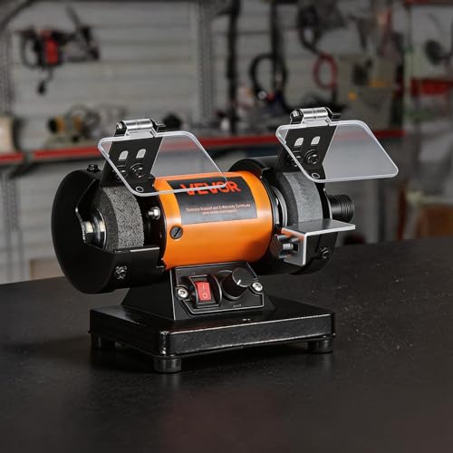 VEVOR Bench Buffer Polisher, 8300-10600 RPM Adjustable Speed, Polishing & Buffing Machine with Grinding, Fiber, and Wool Wheels, 100-Piece Accessory Kit, for Jewelry, Wood, Metal, Raw Stone, Jade DIY