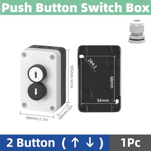 22mm Momentary Push Button Switch Station Box Emergency Stop Buttons IP65 Waterproof Control Switch for Gate Opener Self-Resetting Self-Locking Industrial Hand-Held Control Box(Two Button) - size: 2 Button ( ↑ ↓ )