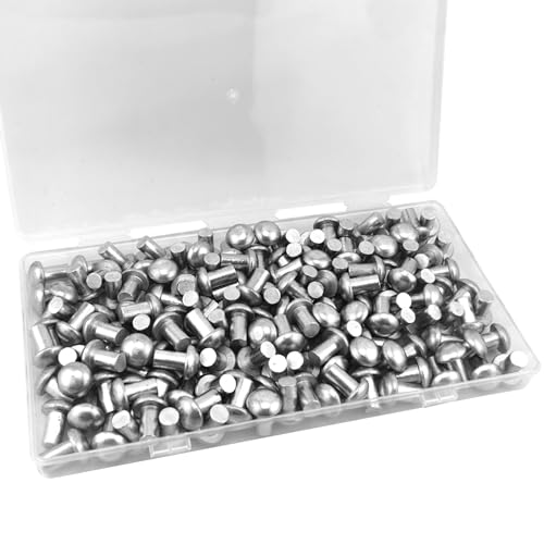 ALLCLEAN 1/4" Diameter X 3/8" Length Solid Aluminum Brazier Head Rivets,Aluminum Boat Rivets,Round/Dome Head Rivet,Pack of 150 - size: 1/4" x 3/8"
