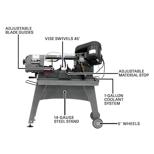 JET 5" x 8" Metal Cutting Horizontal Band Saw, Coolant System, 1/2 HP, 115/230V 1Ph (J-3230)