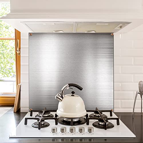 Reversible Stainless Steel Backsplash Behind Stove Metal BackSplash Panel Stainless Steel Cooking Backsplash Wall Panel for Kitchen Cooking Panel Pre Drilled Holes Matching Screws (32 x 30 Inch) - size: 31.9"L x 29.9"W