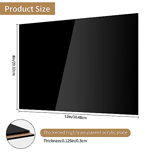 Lesnlok 8 x 12 Black Acrylic Sheet 1/8 inch Thick 3mm 2 Pieces Black Plexiglass Sheet, DIY Materials for Home Decor, Handcraft, Painting, Photography,Switch Panel, Display Stand - size: 8 x 12 x 1/8