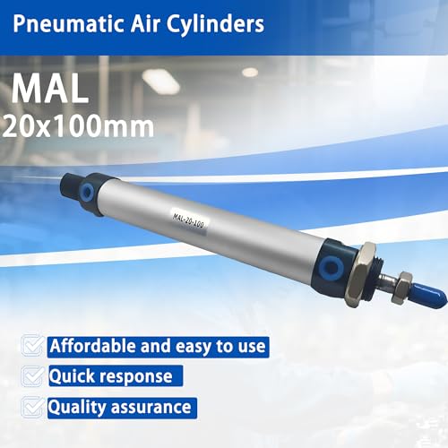CG WEITENG Pneumatic Mini Pneumatic Cylinder MAL Single Rod Aluminum Double Acting Pneumatic Cylinder 20mm Bore 100mm Stroke(MAL20x100) - color: MAL-20 mm, size: 100 mm