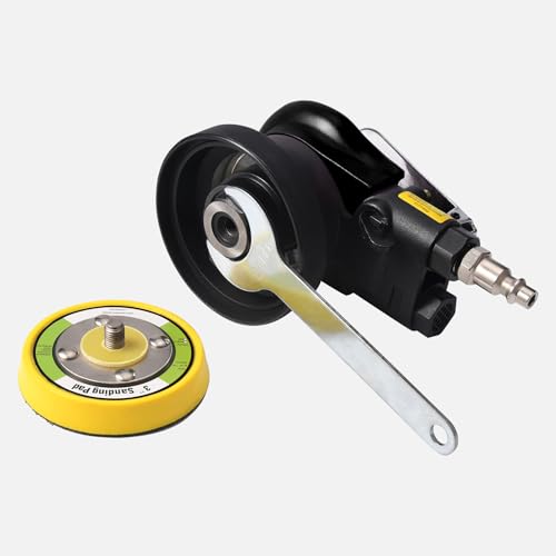 3 inch Mini Random Orbital Sander Pneumatic Palm Sander For Wood Composites Metal Polishing and grinding,black - style: black sander+10 sandpapers