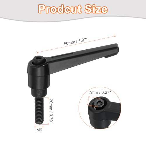 uxcell 1Pcs M6 x 20mm Adjustable Knobs Handle Male Thread Push Button Ratchet Quick Release Locking Rotating Bolt for Lathe Machinery, Black - size: M6 x 20mm