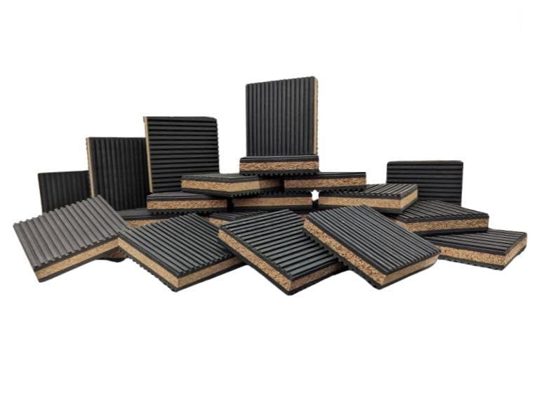 COREX 4"x 4" PROFESSIONAL GRADE Cork and Ribbed Neoprene Vibration Pad 4 Pack - size: 4x4