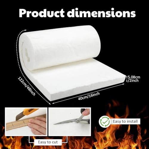Fanfanwin Ceramic Fiber Insulation for Forge Kiln,2" Thick x 16" x 48" - size: 2" Thick x 16" x 48"