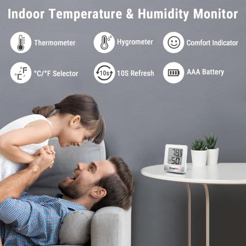 TempPro TempAir Digital Hygrometer Indoor Thermometer - color: White Indoor Thermometer