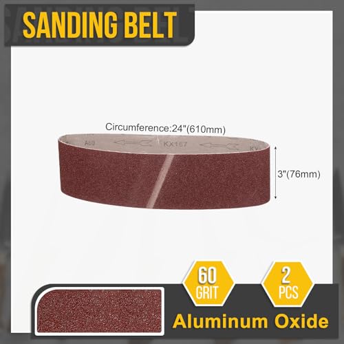 3 x 24 Inch Sanding Belts, 2 Pcs 60 Grit Belt Sander Paper - size: 3 x 24 Inch(60 Grit)