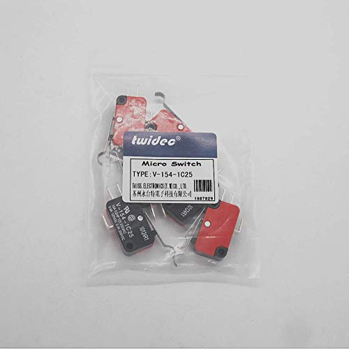 Twidec/6Pcs Micro Limit Switch Long Hinge Bending Lever Arm SPDT Snap Action Switch for Arduino V-154-1C25 - style: V-154-1C25