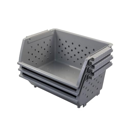 Stackable Storage Bins, Pantry Organizer Baskets, 3-Pack