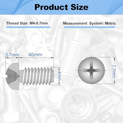 M4x40mm Machine Screws Phillips Cross Pan Head Cabinet Doors Screws - size: M4x40mm