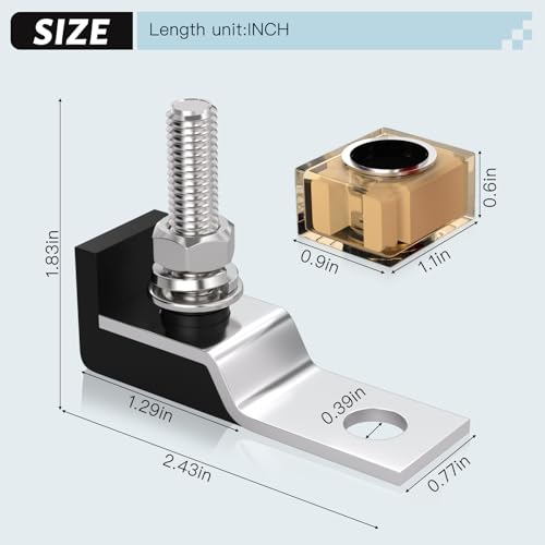Marine-Rated Battery Terminal Fuse Block Kit,50A/58V MRBF Fuse Holder,Single M8 Terminal (5/16"),Includes Weatherproof Cap,for Marine/Truck/RV/Construction Equipment - style: 50A