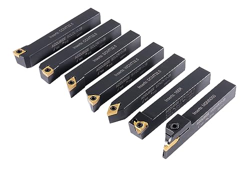 Accusize 5/8 in Shank Indexable Carbide Turning Tool Set, 2387-2005PLUS - size: 7 Pcs/Set, w/ 10 Extra Inserts for steel