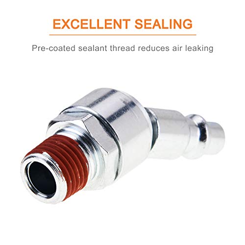 SUNGATOR 6-Pack 1/4 Inch Swivel Air Tool Fittings, 360° Rotatable MNPT Plug