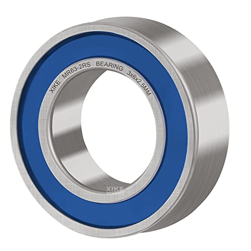 XIKE 10 Pcs MR63-2RS Bearings 3x6x2.5mm, Double Rubber Seals. - size: MR63-2RS 3x6x2.5mm