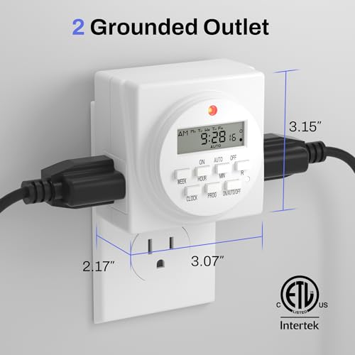 BN-LINK Indoor 7-Day Programmable Digital Timer Outlet, 2 Outlets, 2 Pack - style: 3-Prong,2-Pack