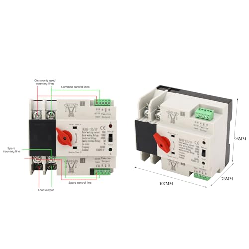 2P ATS Automatic Transfer Switch Din Rail Mounted Power Generator Changeover Switch Electrical Selector Switches AC110V 100A