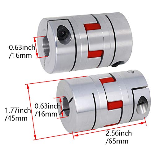 Fielect Shaft Coupling 16mm to 16mm Bore L65xD45 Flexible Coupler Joint for Servo Stepped Motor - size: 16mm to 16mm Bore L65x45D