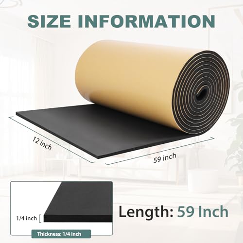 FONUNO Neoprene Foam Padding with Adhesive Closed Cell Foam, Black - color: Black, size: 12" Wide x 59" Long x 1/4" Thick