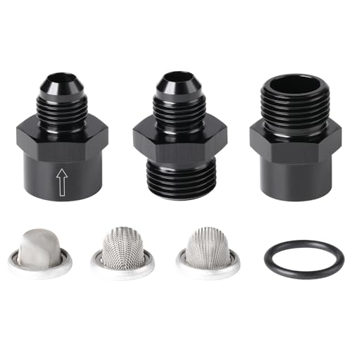 6AN Inline Fuel & Oil Feed Filter Set with 30 80 150 Micron Elements Aluminum Black - size: 6AN
