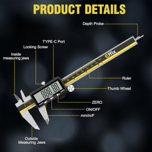 Effix Rechargeable Digital Caliper 12in - size: 12in
