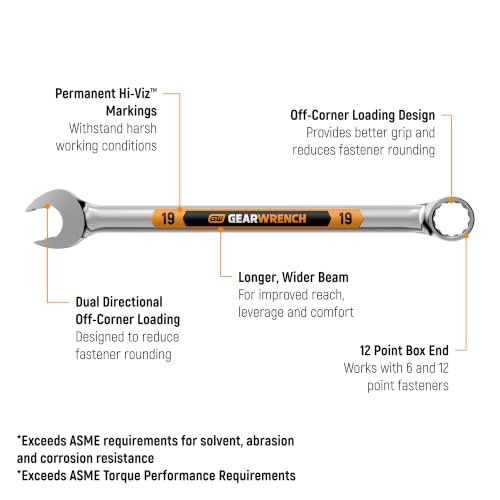 GEARWRENCH 18 Piece 12 Point Metric Hi-Viz Long Pattern Combination Wrench Set | 81920H - style: 18 pc