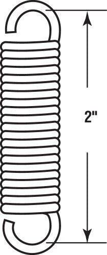Prime-Line SP 9609 Extension Spring, Spring Steel Construction, Nickel-Plated Finish, 0.062 GA x 7/16 In. x 2 In., Single Loop Open, (2 Pack) - size: 7/16 in. x 2 in.