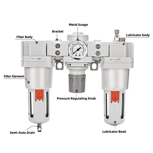 NANPU 1" NPT Air Filter, Regulator & Lubricator (FRL) Combo - size: 1" NPT