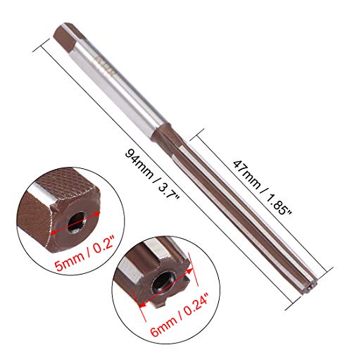 uxcell Hand Reamer 6mm Alloy Tool Steel H8 6 Straight Flutes Hand Milling Cutter Tool Metric Reaming Drill Bit for Metal - size: 6mm